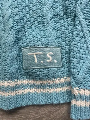 Taylor Swift Blue White 1989 Cardigan Sweater Collegiate Academic Swiftie Size S thumbnail 3