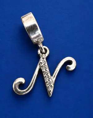 Estate Charm Sterling Silver Initial N Fits Cable Charm Bracelets thumbnail 1