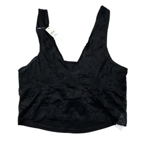 Aerie Waffle Lace Longline Bralette Unlined Black Size Medium thumbnail 2