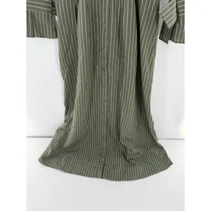 ASOS Shirt Dress Olive Green Pinstripe Maxi SZ 0 Safari Scandi Utility Military thumbnail 5