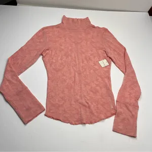 Intimately Free People Turtleneck Top Medium Rose Pink‎ Burnout Floral NEW *FLAW thumbnail 5