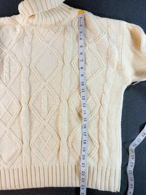 Vintage Princeton Club Womens Size Large Cream Turtleneck Sweater Fisherman thumbnail 3