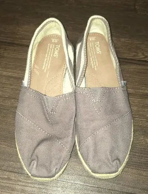Tom’s gray striped raffia classic minimalist size 8 flats thumbnail 1