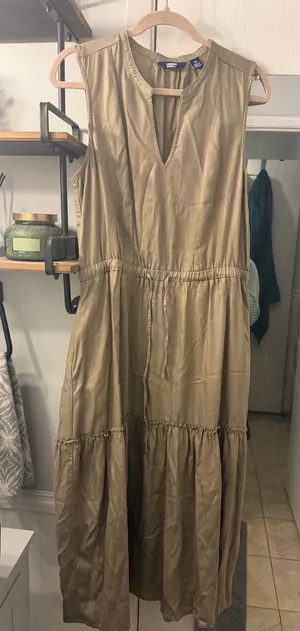 Lands' End Sleeveless Olive Maxi Dress thumbnail 1