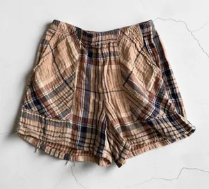 AERIE Brown Plaid High Waist Shorts Size XS thumbnail 1