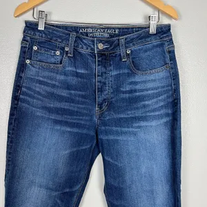American Eagle Vintage Hi Rise Jeans Womens 12S Short Denim Blue Button Fly‎ thumbnail 2