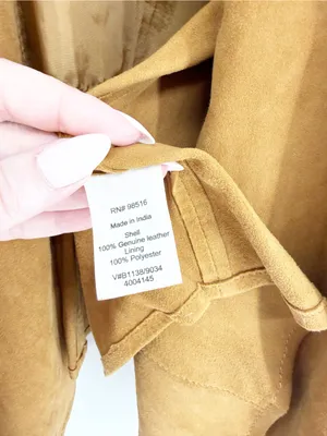 Coldwater Creek 100% Leather‎ Open Front Jacket Women's S Tan Western Boho thumbnail 9