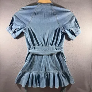 3178 | Veronica Beard Jean Kanika Ruffle Denim Mini Dress Belted Blue Women M thumbnail 4