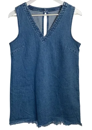 Asos Sleeveless V-neck Jumper Tunic Raw Hem Dress W-936 Sz 10 thumbnail 1