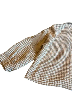 POL Pieced Houndstooth Panel Shacket Mocha Multi Patch Relaxed Fit Size Large thumbnail 9