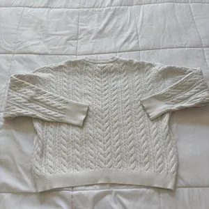 Womens Large‎ White Cable Knit Sweater Feminine Dainty Romantic Coquette Whimsy thumbnail 6