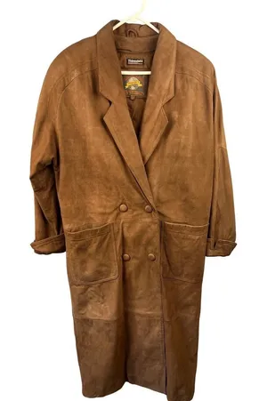 Vintage Wilsons Women's S Brown Leather Trench Coat Cowgirl Western NFRA Rodeo thumbnail 1