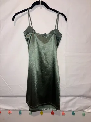 Windsor Green Mini Dress Satin thumbnail 3