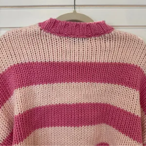 Edikted Chunky Crop Sweater Sz XS / S Pink Striped Chunky Knit Oversized thumbnail 7