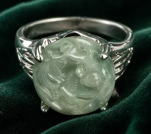 Gorgeous Stainless Steel Silver w/ Gorgeous Frosted Cream Color Gemstone Size 6 thumbnail 1