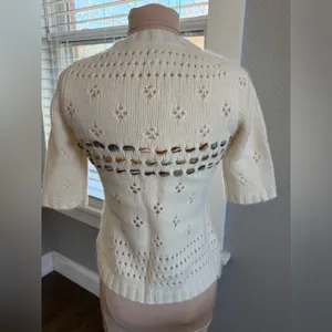 Anthropologie Field Flower Cottagecore‎ Cardigan Wool Blend Coquette Size XS thumbnail 4
