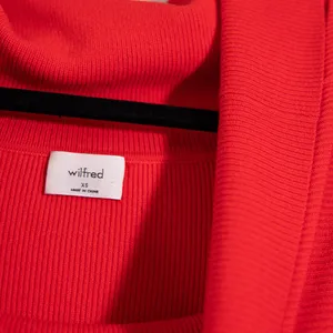 Wilfred Aritzia Nola Soft Ribbed Knit Off The Shoulder Sweater Red XS thumbnail 2