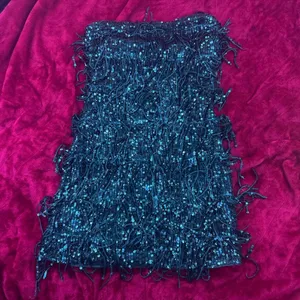 Lulu's Black Sequin Fringe Mini Dress thumbnail 1