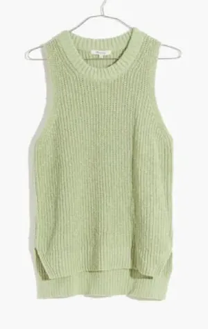 Madewell Shaker Sweater Tank Size Medium Top Green Cotton Fall Winter Knit thumbnail 1