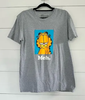 Garfield Women’s Large Meh Graphic Tee Grey thumbnail 1
