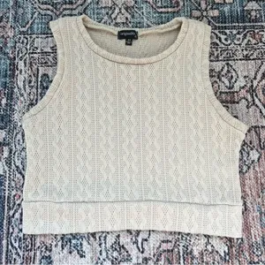 Originality Cable Knit Cropped Tank Top Sleeveless Shirt Size XS thumbnail 4