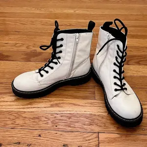 Sincerely Jules Harley White Combat Boots Leather Zipper Lace Up Size 8M thumbnail 5