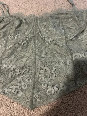 Free people Lace Bustier Crop Top in Sage Green thumbnail 3
