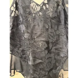 Victoria's Secret VS Archives Black Floral Burnout Ruffle Bodysuit Medium M thumbnail 4