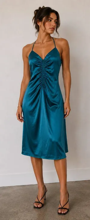 Jason Wu Satin Halter Open Back Midi Slip Dress Size Large thumbnail 1