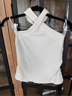 Anthropologie Ribbed Halter Top open deep low back knit sleeveless thumbnail 9