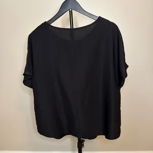 Emery Rose Black Satin Short Sleeve Top -XL thumbnail 3