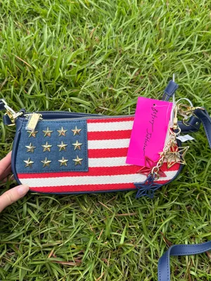 Betsey Johnson Navy Red White Flag Star Charm Crossbody thumbnail 2