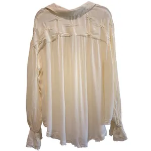 Free People NWT $98 Olivia Ivory Peasant Blouse Button Down V-Neck L thumbnail 2