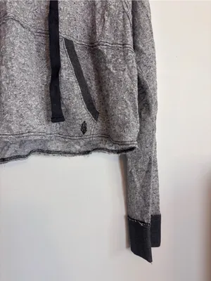 Free People FP Movement Gray Lightweight Cropped Hoodie with Drawstring thumbnail 3