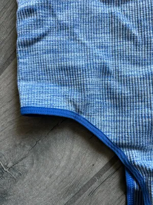 BDG Light Blue Ribbed Bodysuit with Royal Blue Trim thumbnail 4