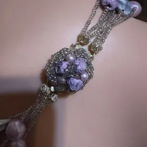 Vintage Japan Multi Strand Stone, Resin, Bead Necklace thumbnail 4