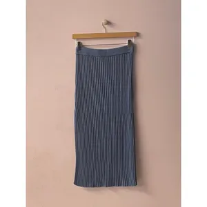 Dusty Blue Ribbed Knit Sweater Crop Top & Skirt Set Size S EUC thumbnail 11