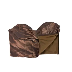Zara Satin Effect Corset Top Rose Bronze Strapless Bustier Women S NWT thumbnail 7