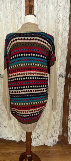 Super Cute Vintage 90s Together Striped Open-Front Dolman Sweater Cardigan thumbnail 1