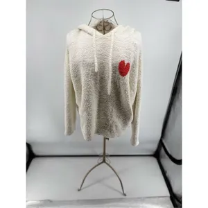 Aerie Fleece Hoodie Sweatshirt Heart Detail Cream Size Medium thumbnail 5