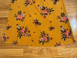 Xhilaration Dress Women’s Size Medium Cold Shoulder Mustard Yellow Floral Rayon thumbnail 12