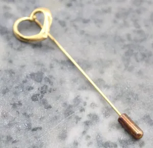 Vintage Victorian Romantic Gold Tone Heart Stick Pin Lapel, Hat, Scarf or Ties thumbnail 1