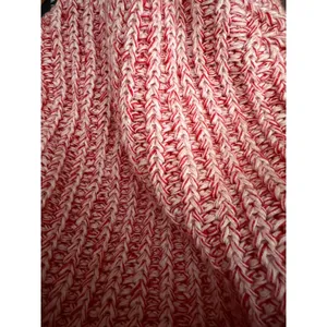 Love‎ Your Melon Red White Marled Cotton Knit Beanie Faux Fur Pom Pom Hat USA thumbnail 4