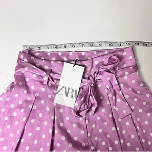 Zara’s Women High Waisted Polka Dot Paper Bag Belted Style Shorts Sz S thumbnail 5