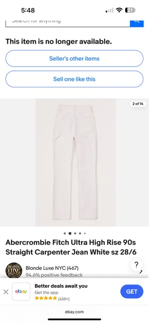 Abercrombie & Fitch The 90s Ultra High Rise Carpenter Jean White thumbnail 6