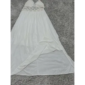 Lilbetter Womens Ivory Crochet Halter Maxi Dress Boho Beach Resort Vacation S thumbnail 7