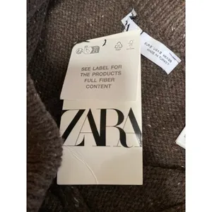 NEW Zara Women's Brown Wool High Rise Knit Wide Leg Baggy Trousers Pants Size S thumbnail 5