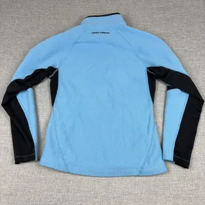Under Armour Sweatshirt Womens Small Blue Black 1/4 Zip Fleece Pullover Pockets thumbnail 6