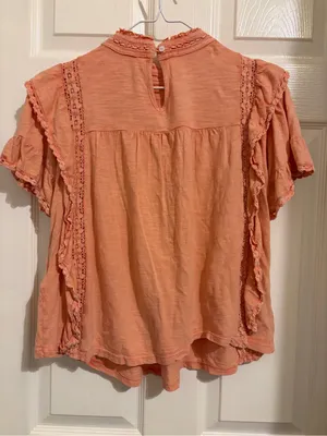 Free people le femme peach ruffle boho top XS nwt thumbnail 4