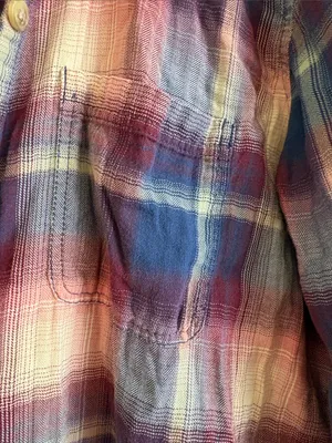 American Eagle Outfitters Plaid Button-Down Shirt in Blue, Red & White thumbnail 3